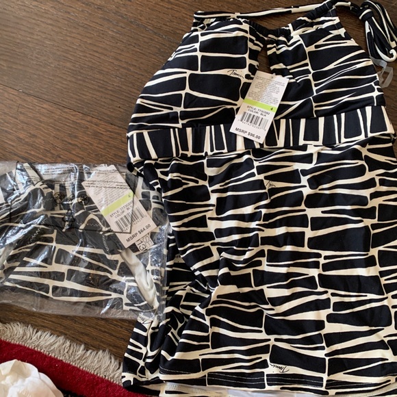 Trina Turk NWT tankini set black geometric cruise 2013 - Picture 1 of 1